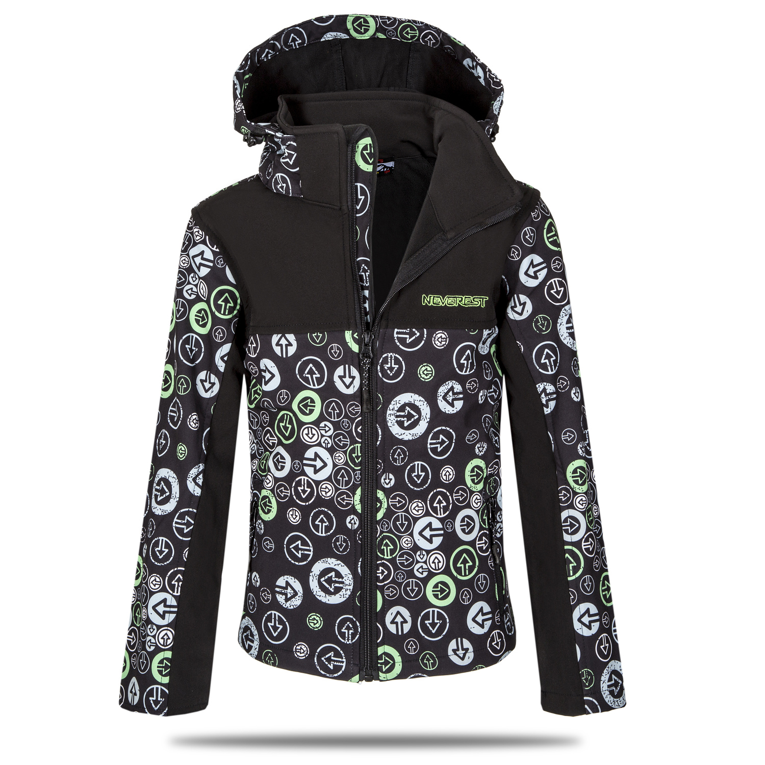 Chlapecká softshellová bunda - NEVEREST I-6296cc, černo-zelená Barva: Černo-zelená, Velikost: 116