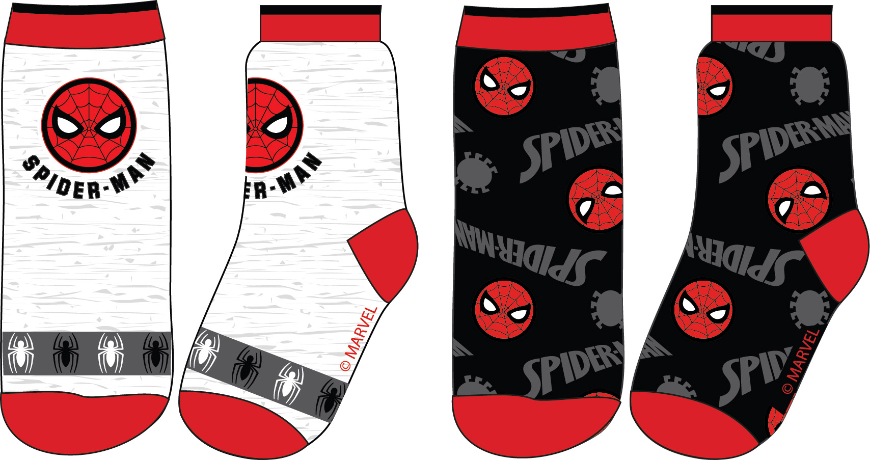 Spider Man - licence Chlapecké ponožky - Spider-Man 52341143, černá/ světle šedá Barva: Černá, Velikost: 23-26