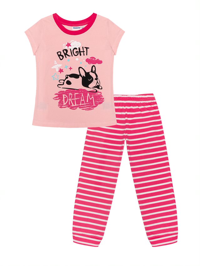 Dívčí pyžamo - Winkiki WKG 11048, růžová/ proužek Barva: Růžová, Velikost: 104