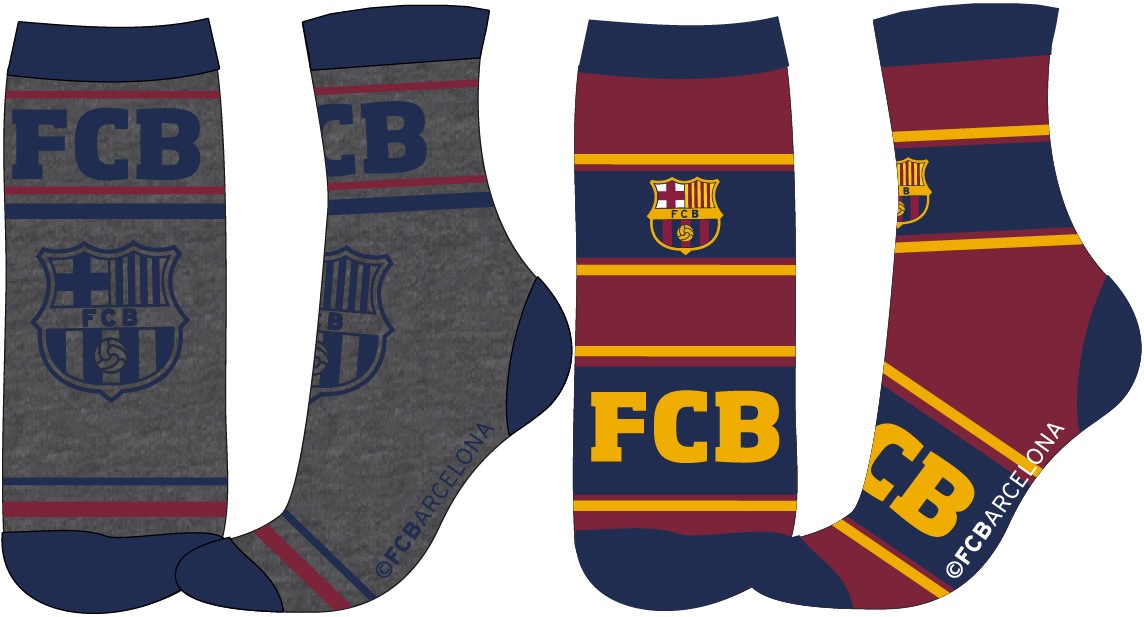 Levně FC Barcelona - licence Chlapecké ponožky - FC Barcelona 33, šedá/vínová Barva: Mix barev