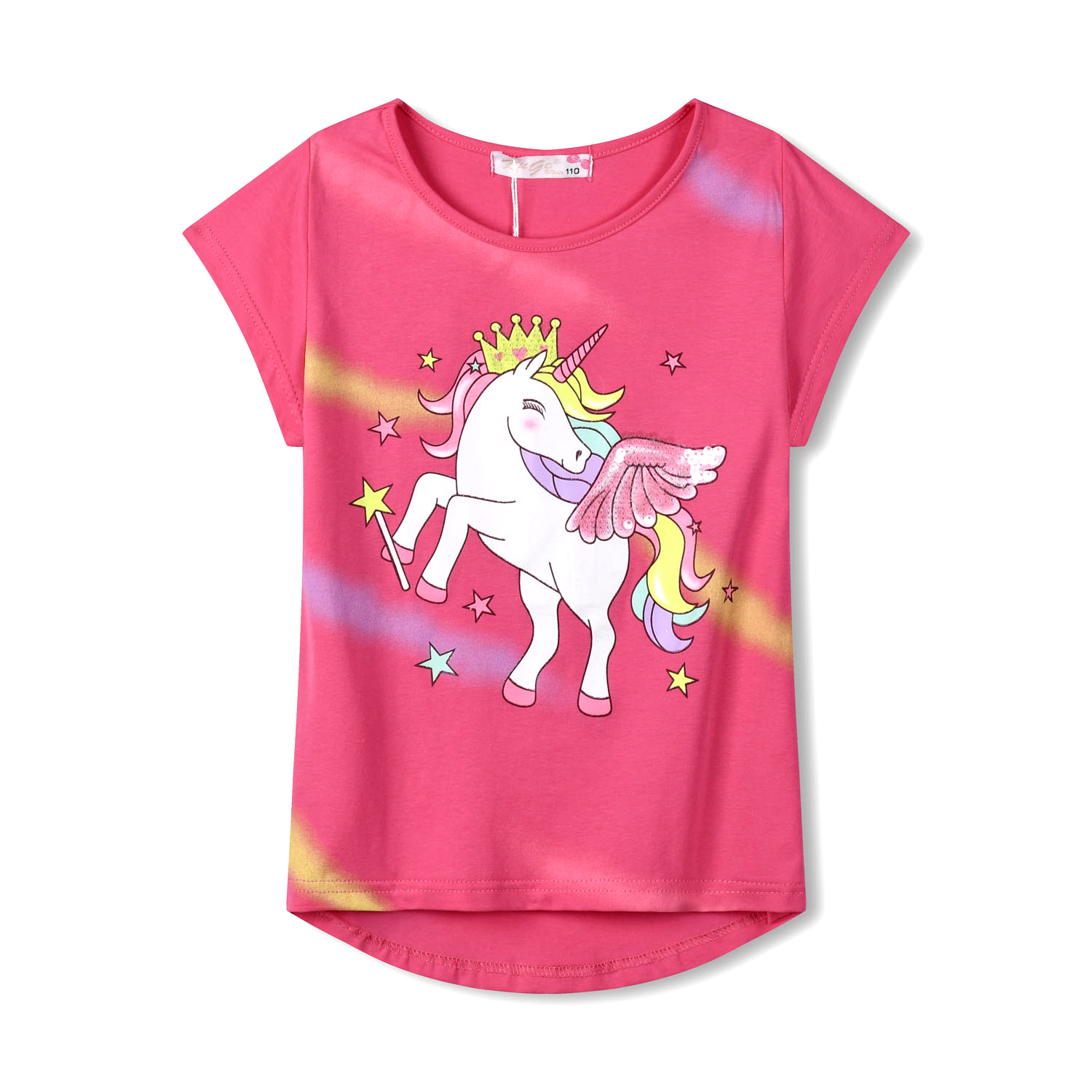 Levně Dívčí triko - KUGO WT0883, tmavě růžová Barva: Růžová