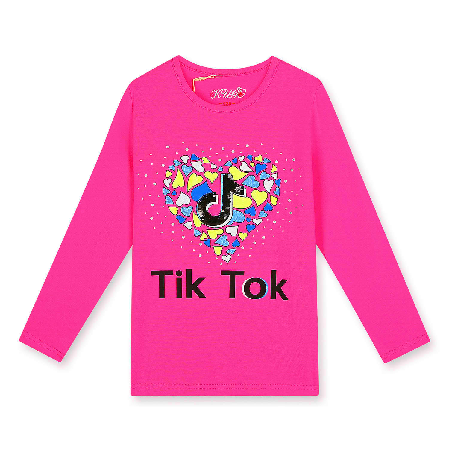 Dívčí triko - KUGO JC0701, tmavě růžová Barva: Růžová, Velikost: 122