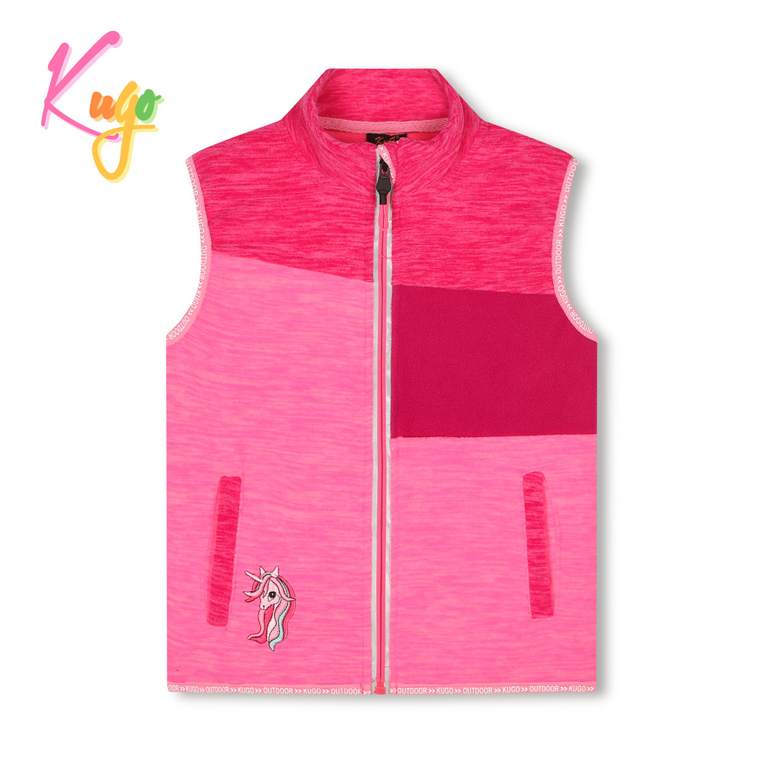 Dívčí flísová vesta- KUGO FM8789, růžová Barva: Růžová, Velikost: 104