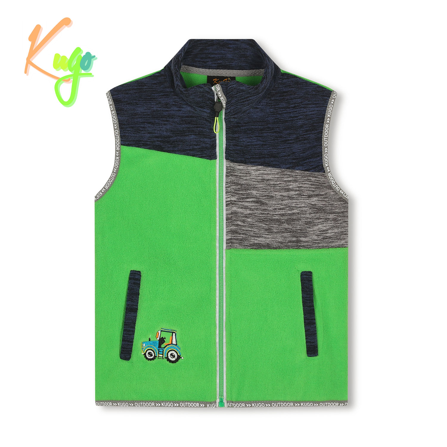 Chlapecká flísová vesta- KUGO FM8789, zelená Barva: Zelená, Velikost: 128