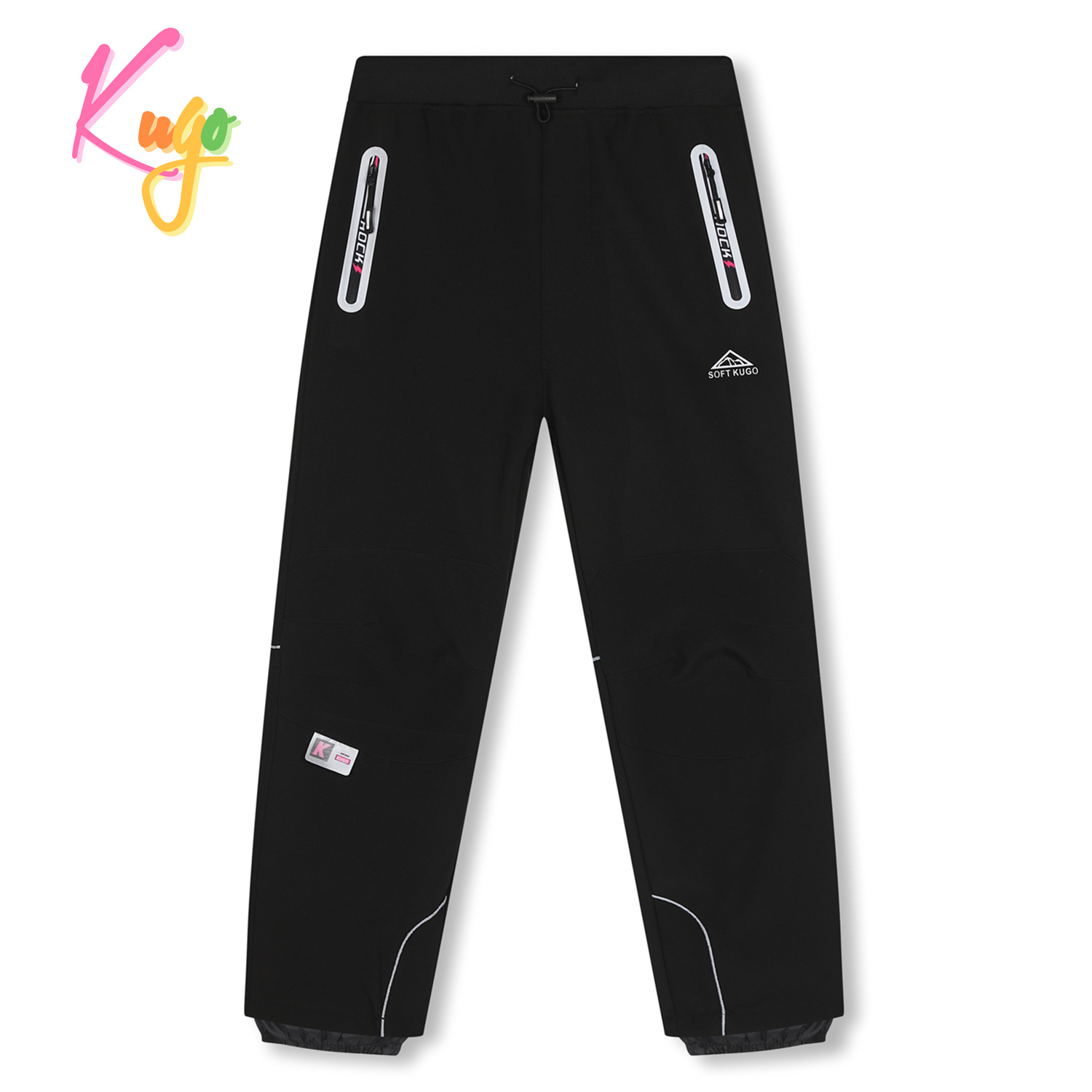 Levně Dívčí softshellové kalhoty, zateplené - KUGO HK2520, černá / růžová aplikace Barva: Černá