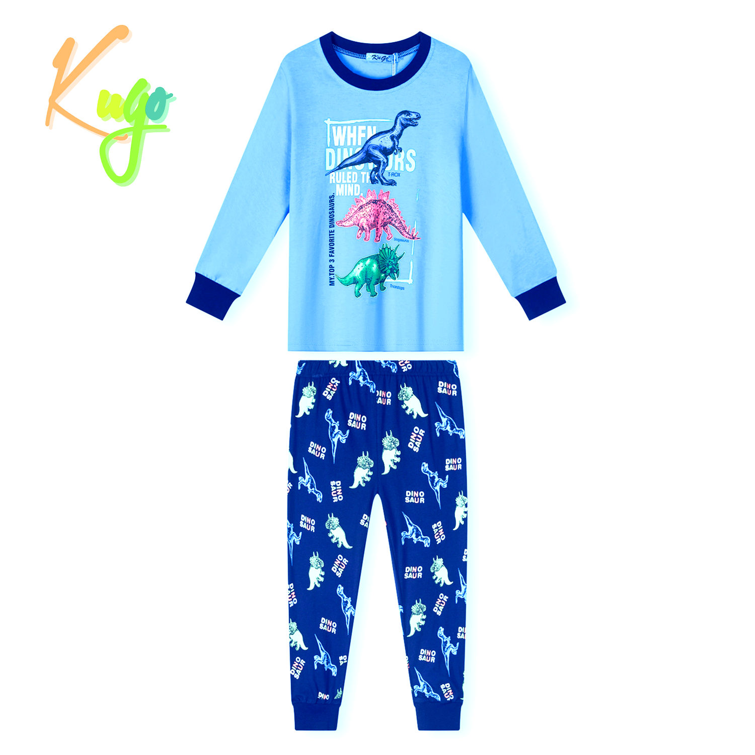 Levně Chlapecké pyžamo - KUGO MP3776, světle modrá Barva: Modrá