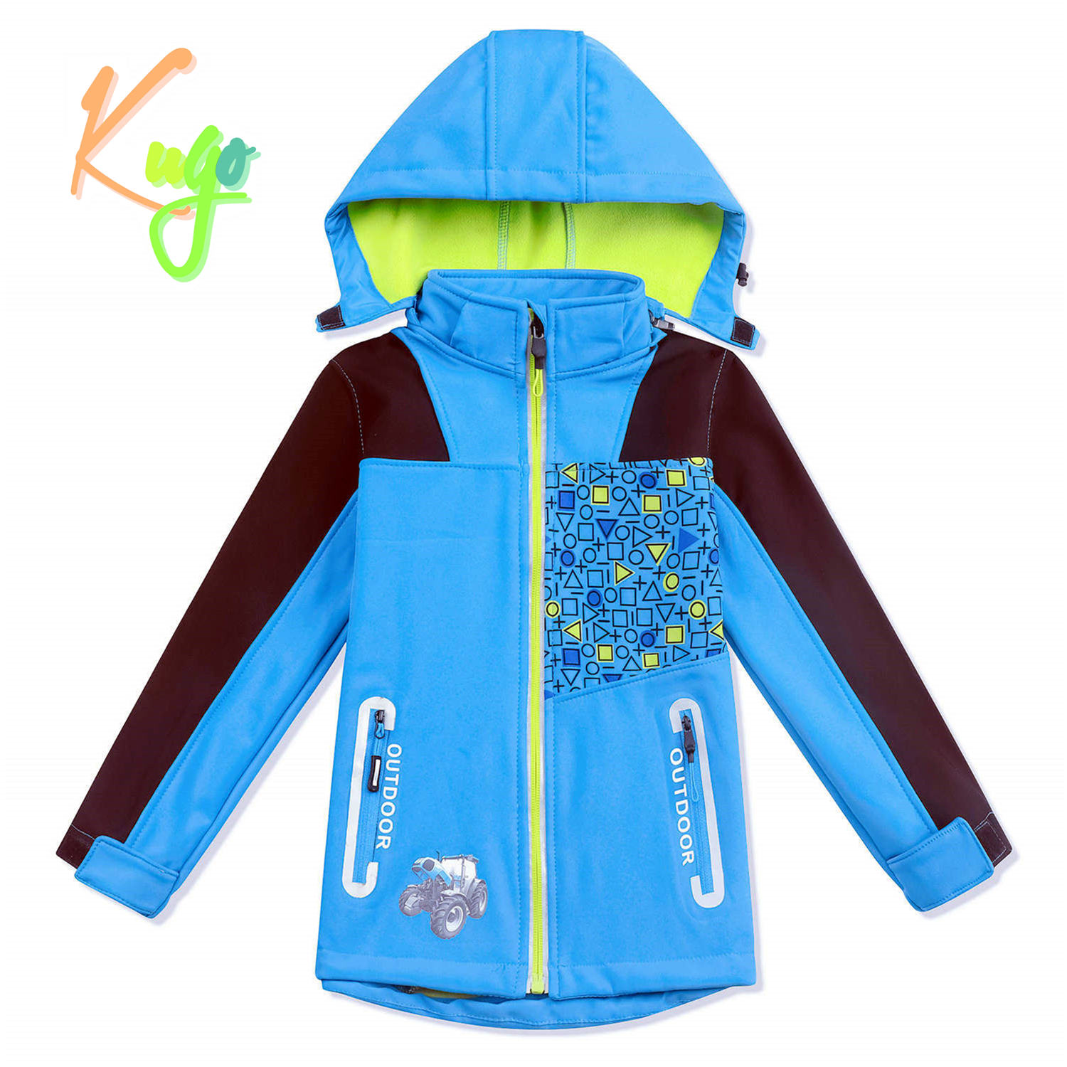Chlapecká softshellová bunda, zateplená - KUGO QK2930, tyrkysová Barva: Tyrkysová, Velikost: 80