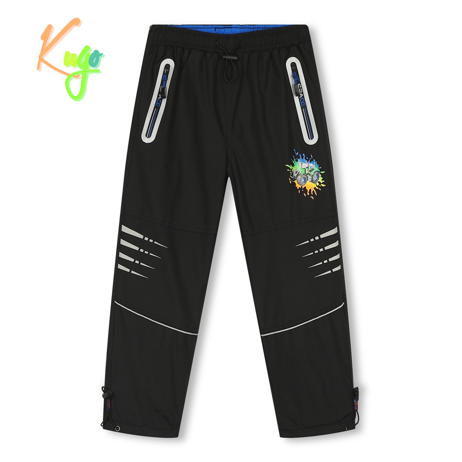 Chlapecké šusťákové kalhoty, zateplené - KUGO DK7121, celočerná Barva: Černá, Velikost: 98