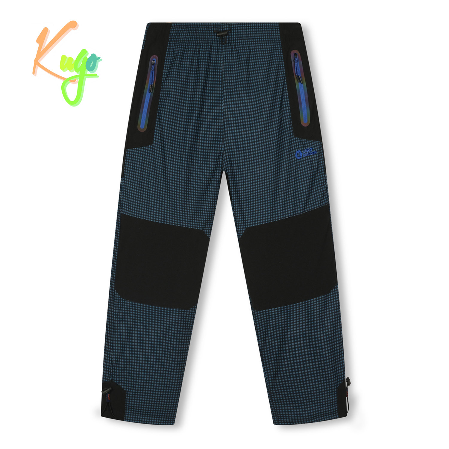 Chlapecké zateplené outdoorové kalhoty - KUGO C7775, petrol/ modré zipy Barva: Petrol, Velikost: 146