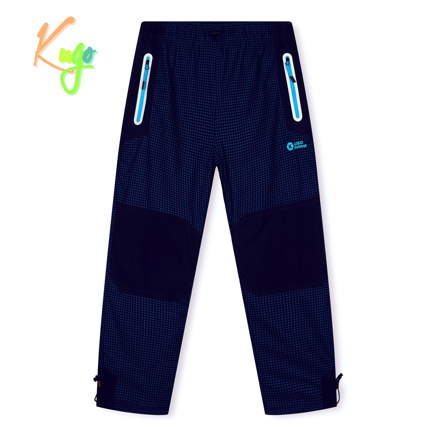 Chlapecké zateplené outdoorové kalhoty - KUGO C7775, modrá/ signální zipy Barva: Modrá, Velikost: 146