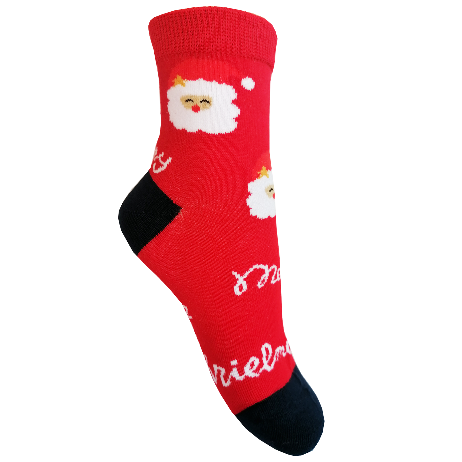 Levně Dětské vánoční ponožky Aura.Via - SG9102, červená/ modrá pata Barva: Červená