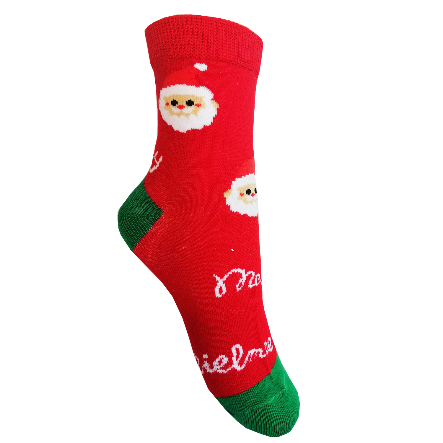 Levně Dětské vánoční ponožky Aura.Via - SG9102, červená/ zelená pata Barva: Červená