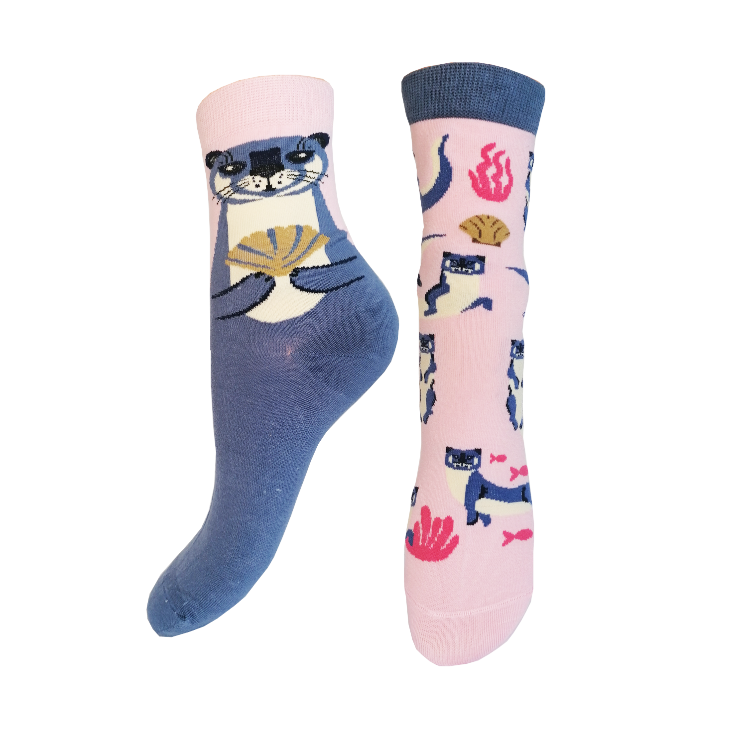 Levně Dámské ponožky Aura.Via - NZP9080, růžová/ modrá/ lachtan Barva: Růžová