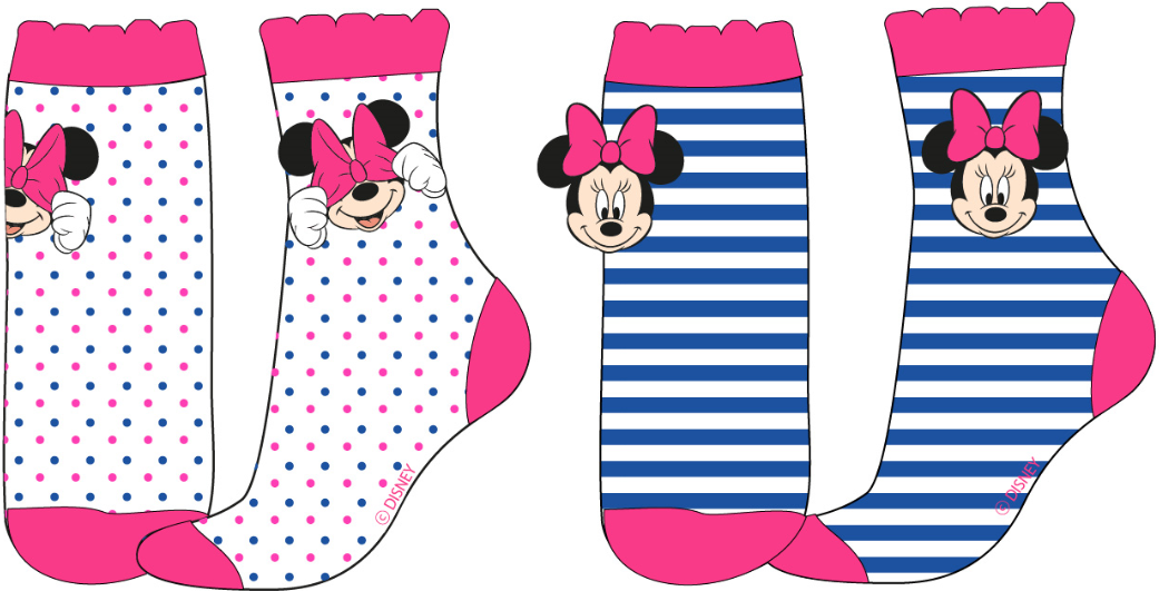 Minnie Mouse - licence Dívčí ponožky - Minnie Mouse 52347739, bílá/ modrý proužek Barva: Mix barev, Velikost: 23-26