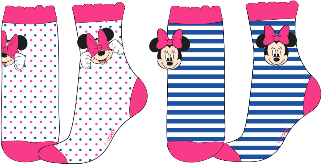 Levně Minnie Mouse - licence Dívčí ponožky - Minnie Mouse 52347739, bílá/ modrý proužek Barva: Mix barev