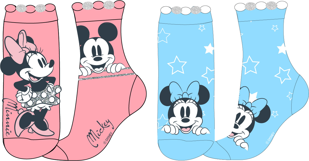 Minnie Mouse - licence Dívčí ponožky - Minnie Mouse 52348772, tyrkysová/ růžová Barva: Mix barev, Velikost: 31-34