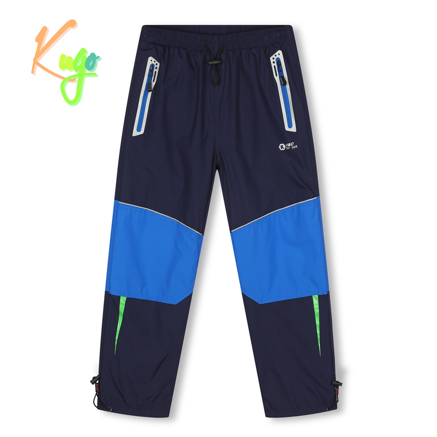 Chlapecké šusťákové kalhoty, zateplené - KUGO DK7132, tmavě modrá Barva: Modrá tmavě, Velikost: 140