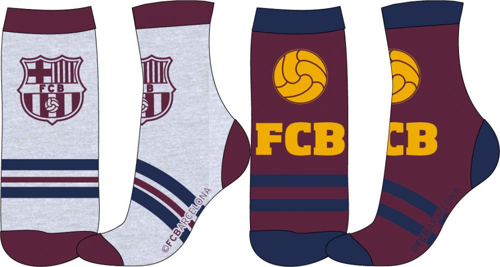Levně FC Barcelona - licence Chlapecké ponožky - FC Barcelona 43, světle šedá/vínová Barva: Mix barev