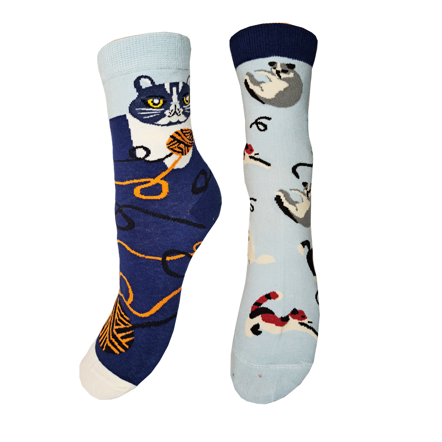 Dámské ponožky - Aura.Via NZP9080, modrá/kočky Barva: Modrá, Velikost: 38-41