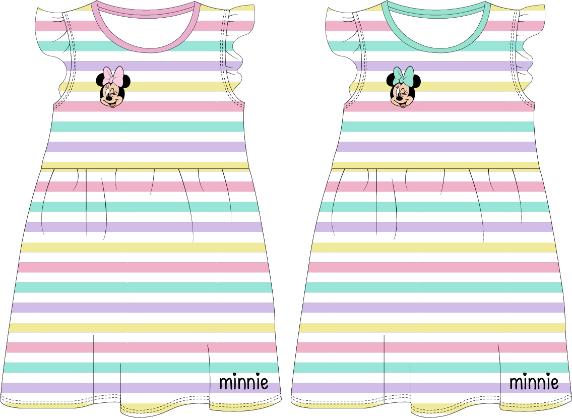 Levně Minnie Mouse - licence Dívčí šaty - Minnie Mouse 52239567, proužek/růžový lem Barva: Bílá