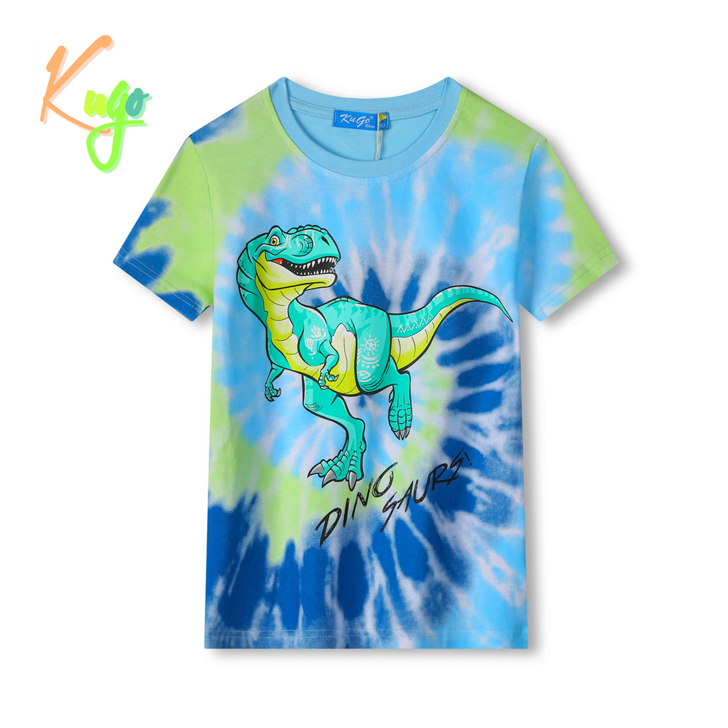 Chlapecké tričko - KUGO FC0301, modrá / zelený dinosaurus Barva: Modrá, Velikost: 98