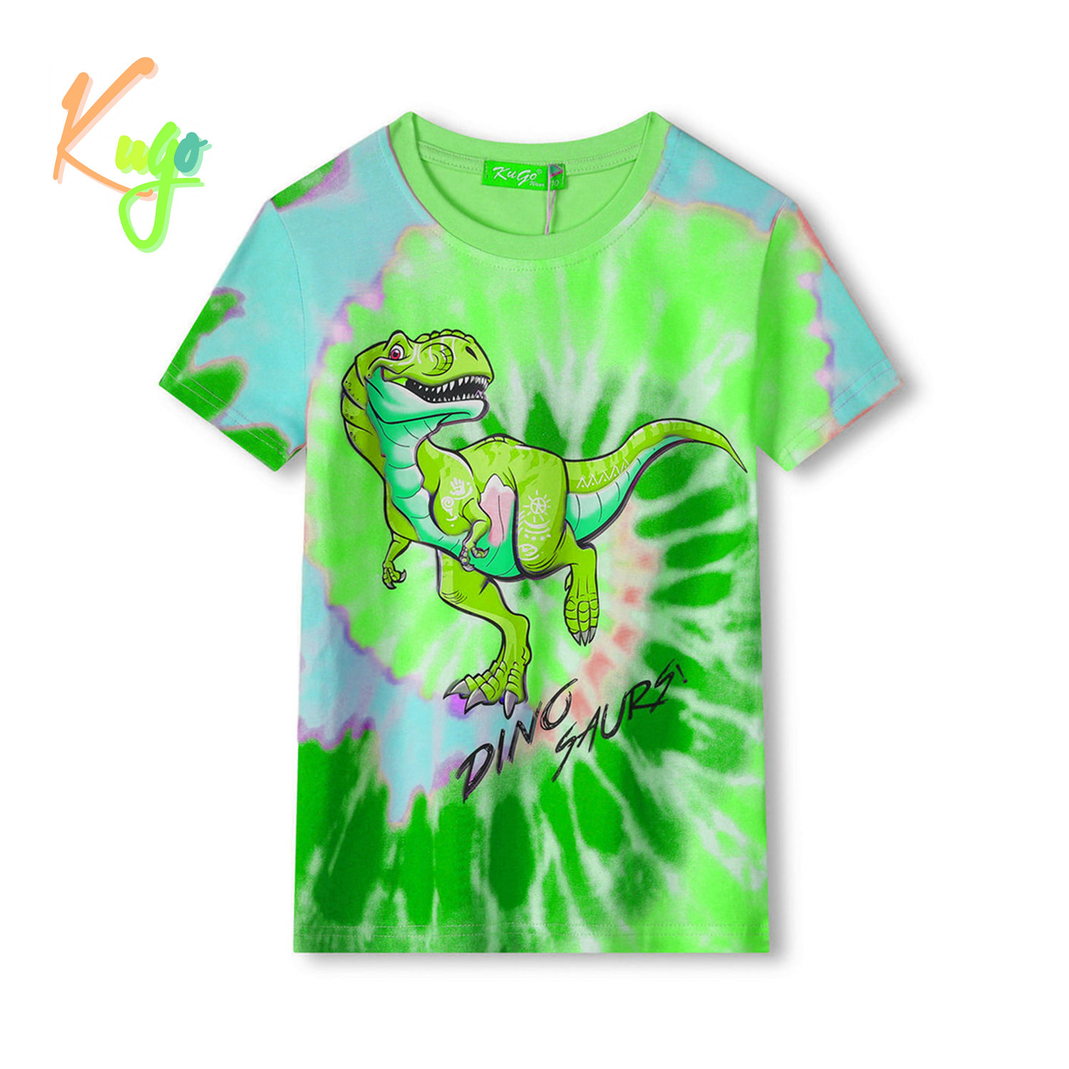 Chlapecké tričko - KUGO FC0301, zelená / modrý dinosaurus Barva: Zelená, Velikost: 98
