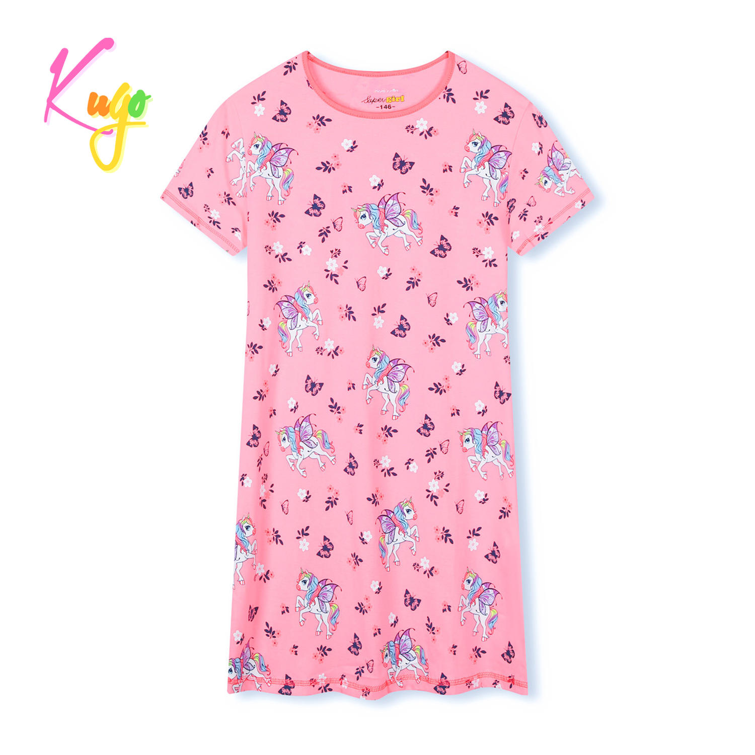 Levně Dívčí noční košile - KUGO MN1767, světle růžová Barva: Růžová