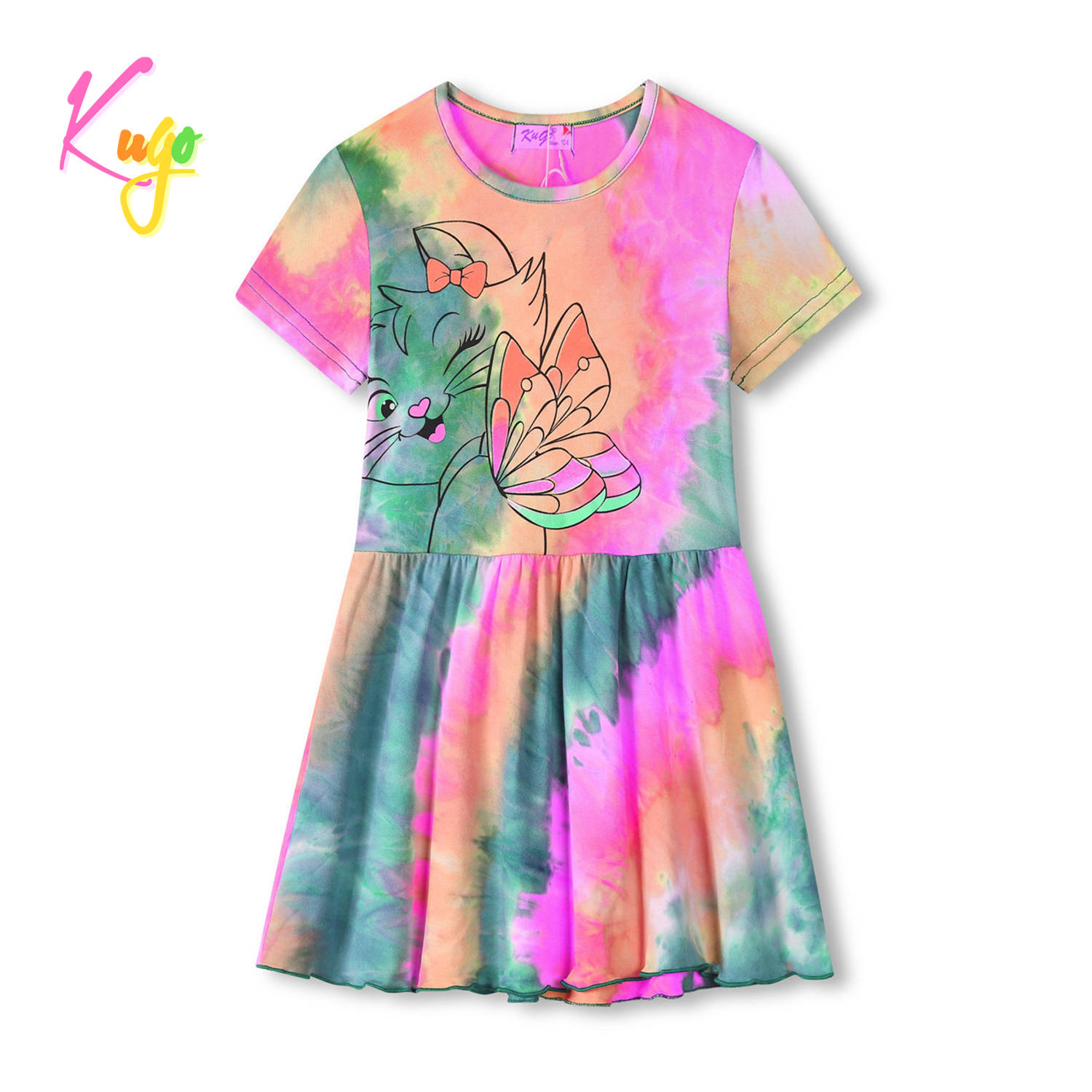 Dívčí šaty - KUGO CY1006, duhová světlejší Barva: Mix barev, Velikost: 98