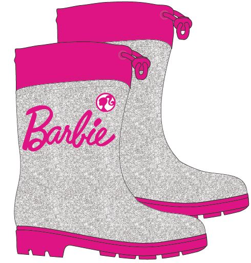 Barbie- licence Dívčí holínky - Barbie 5255295, stříbrná / třpytky Barva: Šedá, Velikost: 27-28