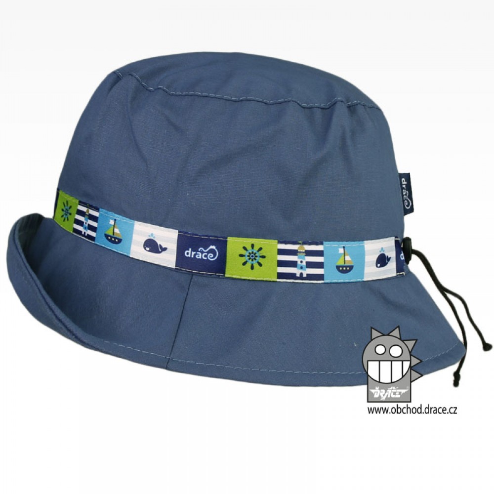 Bavlněný letní klobouk Dráče - Palermo 36, šedomodrá, lodě Barva: Modrá, Velikost: 54-56