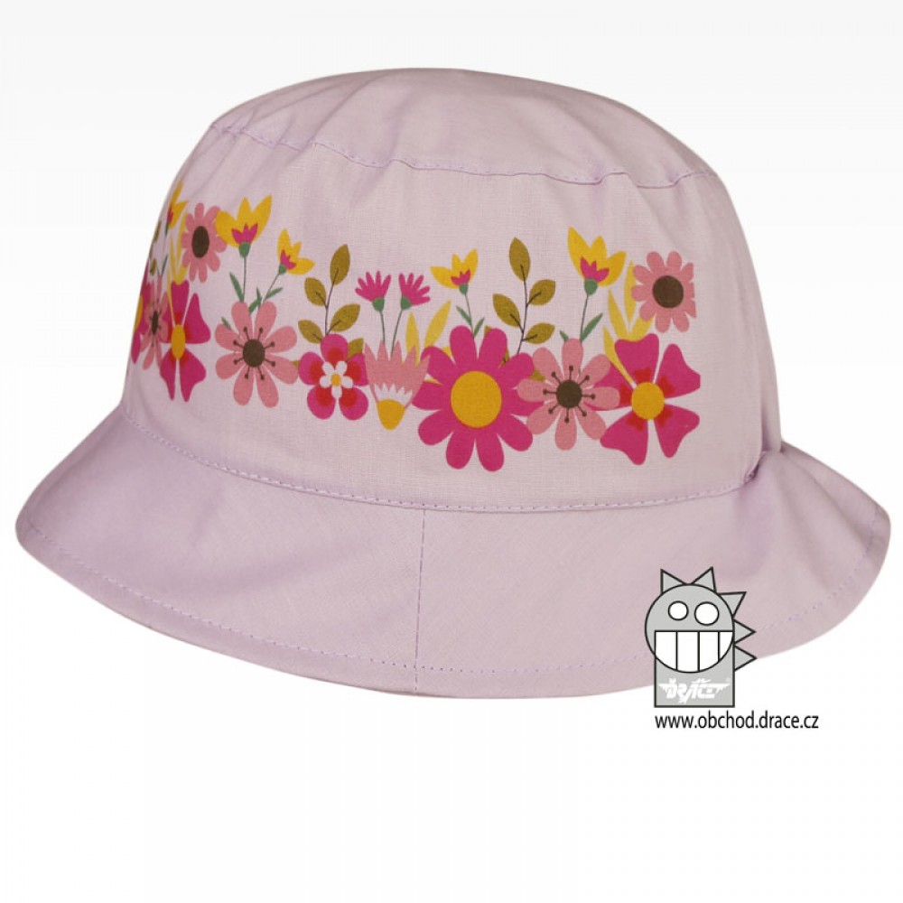 Bavlněný letní klobouk Dráče - Mallorca 20, fialková, květy Barva: Fialková, Velikost: 50-52