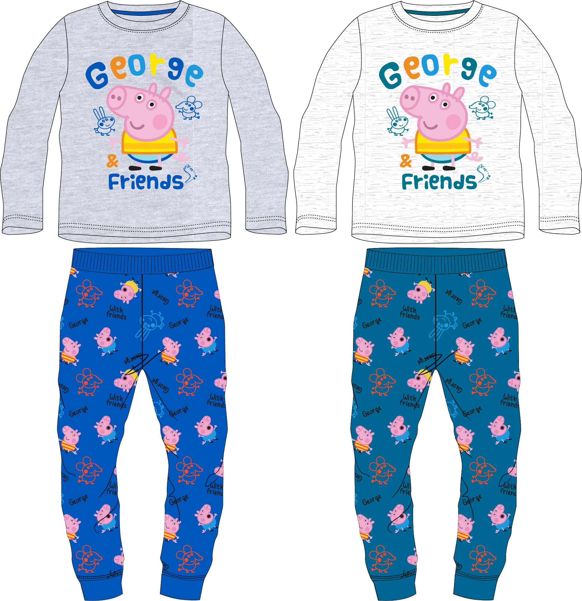 Prasátko Pepa - licence Chlapecké pyžamo - Prasátko Peppa 5204906, šedý melír / modrá Barva: Modrá, Velikost: 116