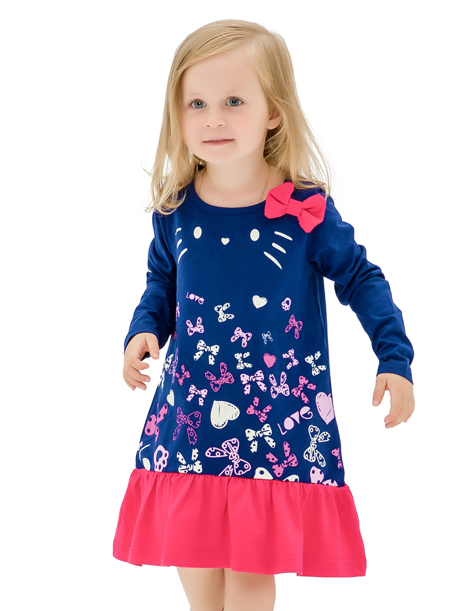 Dívčí šaty - WINKIKI WKG 92563, tmavě modrá / růžová Barva: Modrá tmavě, Velikost: 122
