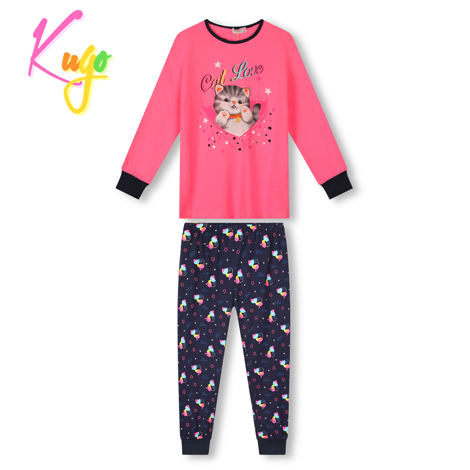 Dívčí pyžamo - KUGO MP1753, světle růžová / tmavě modrá Barva: Růžová, Velikost: 104