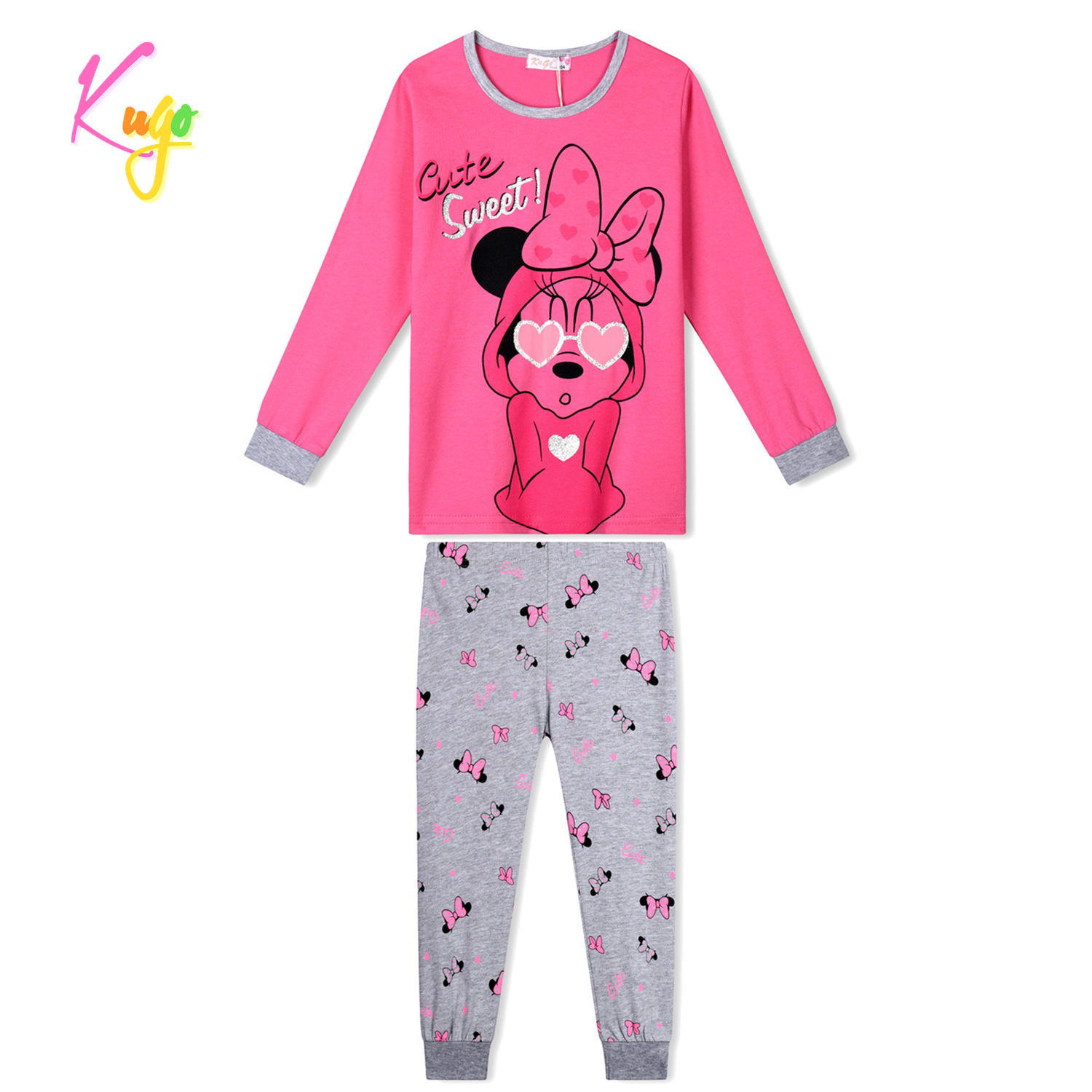 Dívčí pyžamo - KUGO KP9972, růžová / šedá Barva: Růžová, Velikost: 128