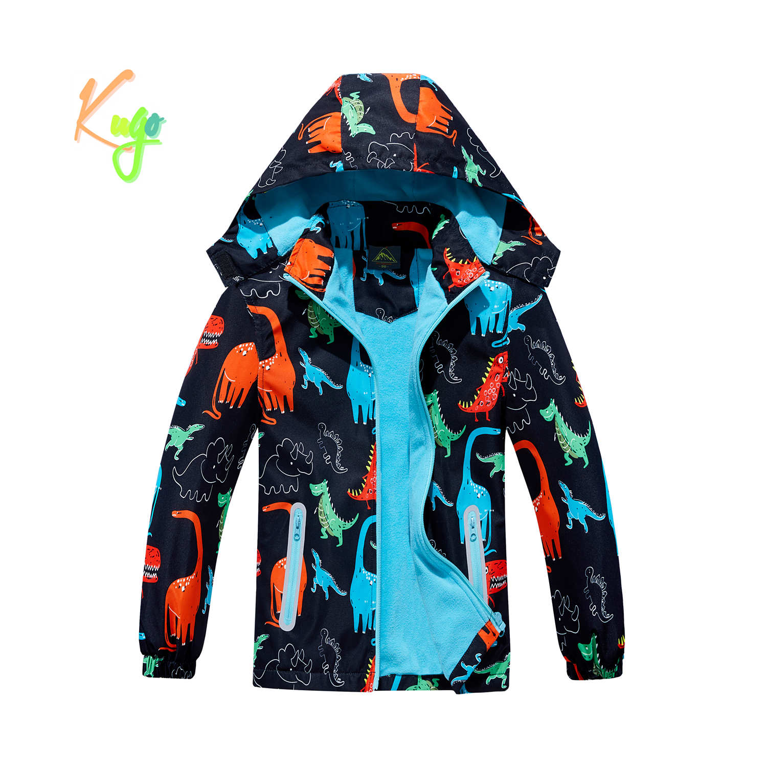 Chlapecká podzimní bunda, zateplená - KUGO B2857, černá, dinosauři Barva: Černá, Velikost: 98
