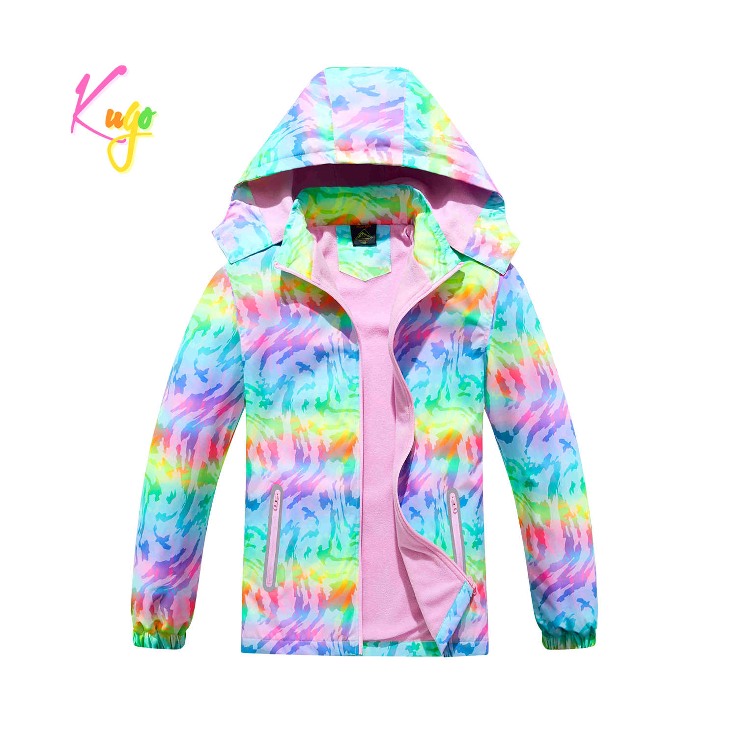Dívčí podzimní bunda, zateplená - KUGO B2859, růžová, mix barev Barva: Mix barev, Velikost: 158