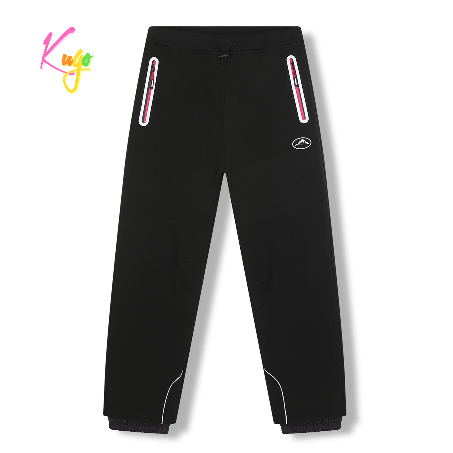 Dívčí softshellové kalhoty, zateplené - KUGO HK5623, černá / růžové zipy Barva: Černá, Velikost: 146