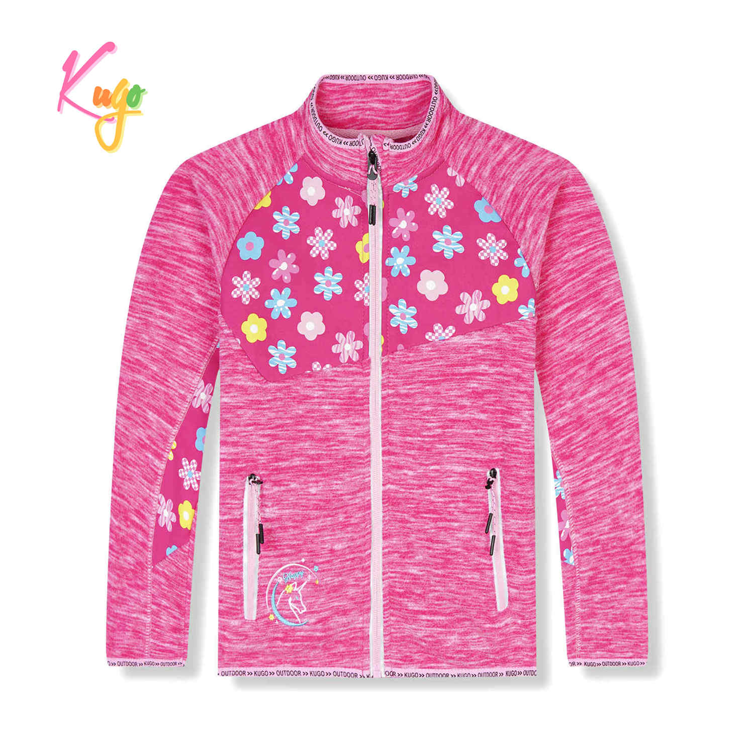 Levně Dívčí flísová mikina - KUGO FM9707, růžová Barva: Růžová