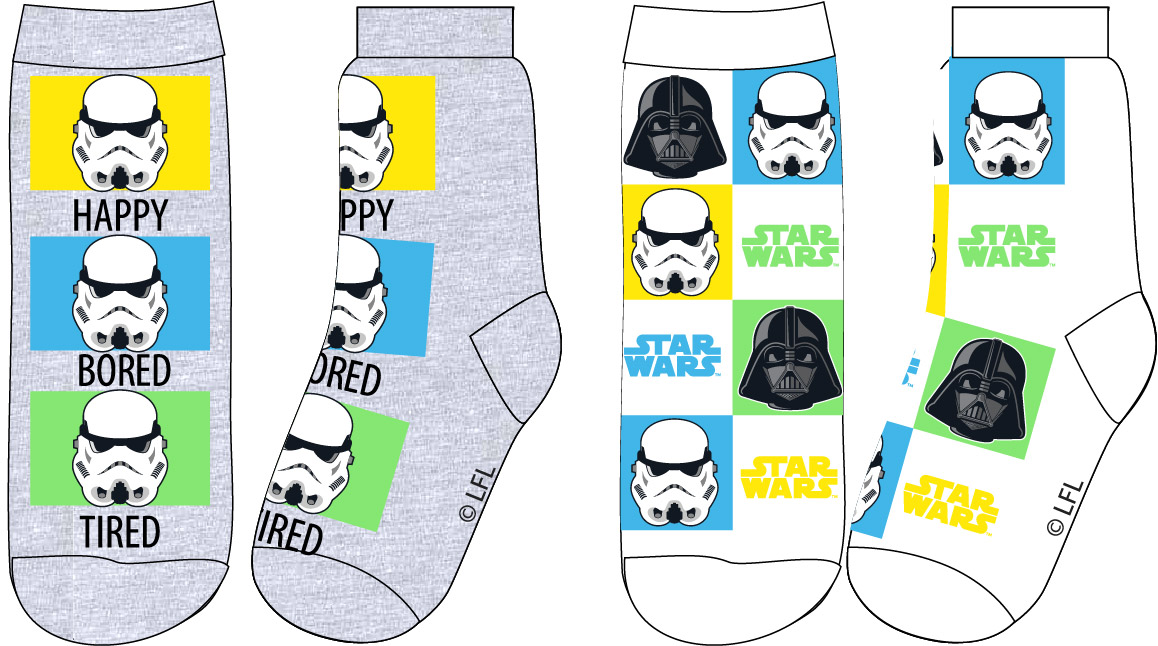 Levně Star-Wars licence Chlapecké ponožky - Star Wars 52349343, bílá / šedá Barva: Mix barev