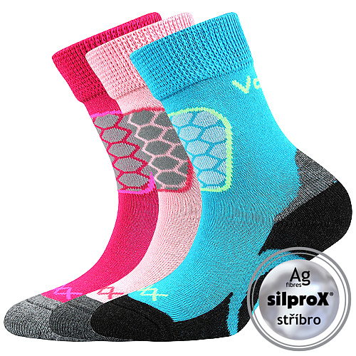 Levně Dívčí ponožky VoXX - Solaxik dívka, růžová, tyrkys Barva: Mix barev