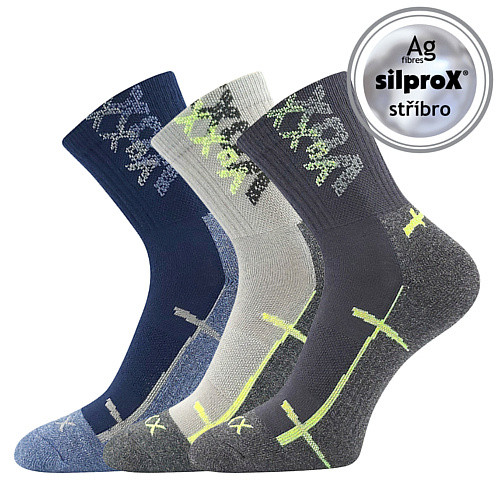 Levně Chlapecké ponožky VoXX - Wallík kluk, tmavě modrá, šedá Barva: Mix barev