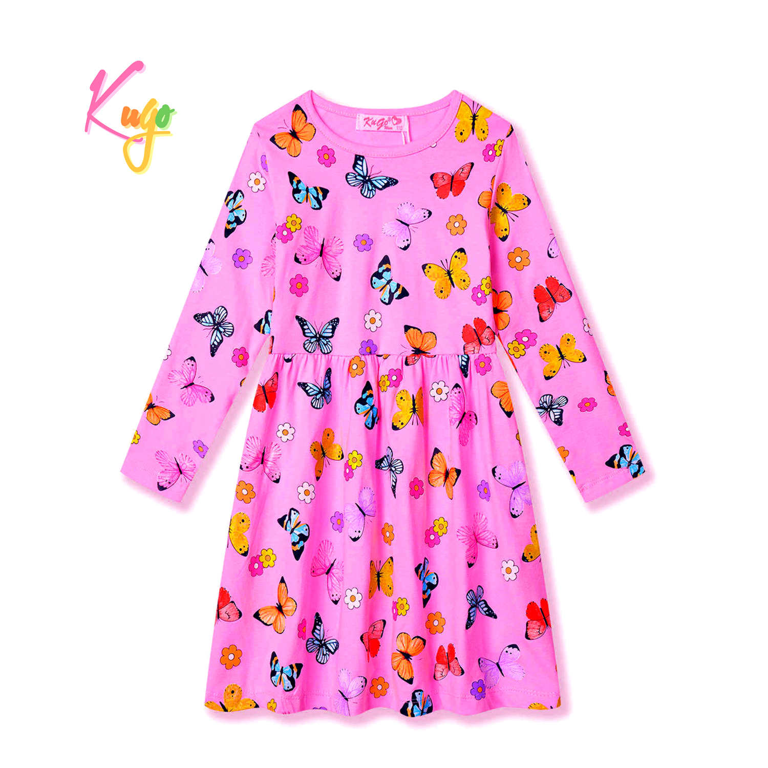 Dívčí šaty - KUGO HC9319, sytě růžová Barva: Růžová, Velikost: 122