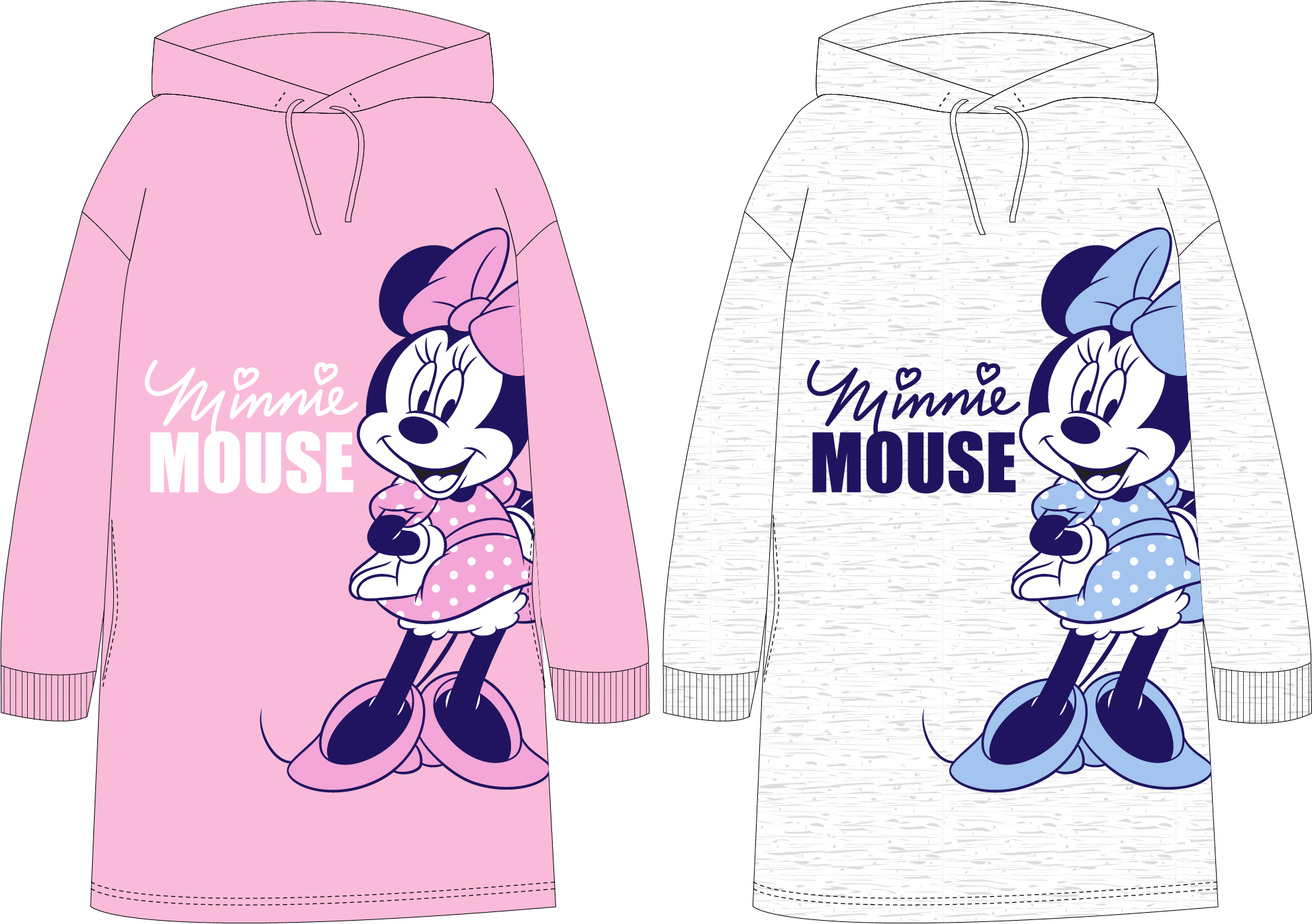 Levně Minnie Mouse - licence Dívčí mikina - Minnie Mouse 5223B140, světle šedý melír Barva: Šedá