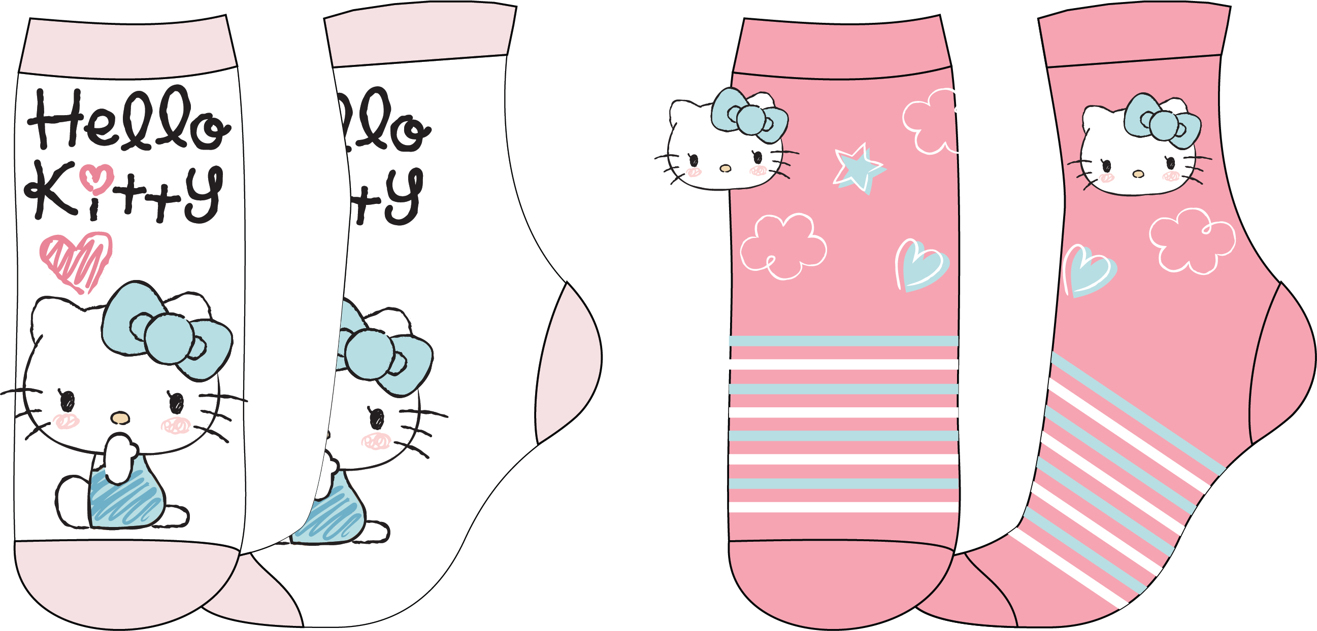Hello Kitty - licence Dívčí ponožky - Hello Kitty 52342326, bílá / světle růžová Barva: Mix barev, Velikost: 27-30