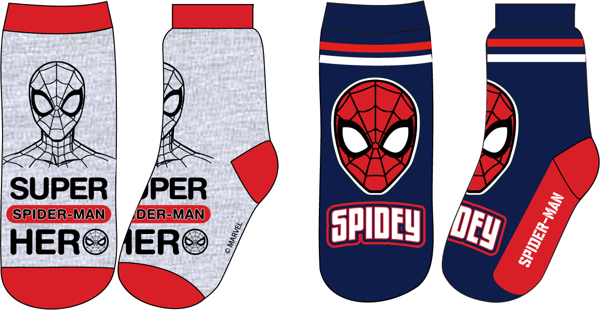 Levně Spider Man - licence Chlapecké ponožky - Spider-Man 52341341, šedá / tmavě modrá Barva: Mix barev