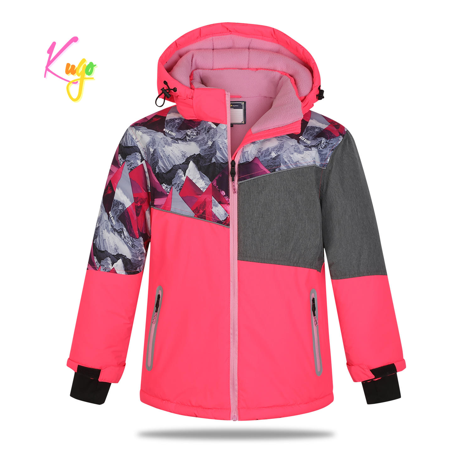 Levně Dívčí zimní bunda - KUGO PB3890, růžová Barva: Růžová