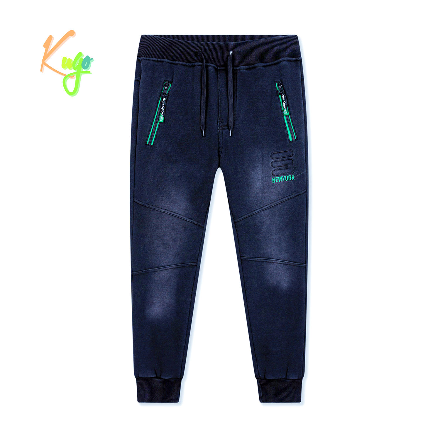 Chlapecké riflové kalhoty/ tepláky, zateplené - KUGO FK0318, modrá Barva: Modrá, Velikost: 146