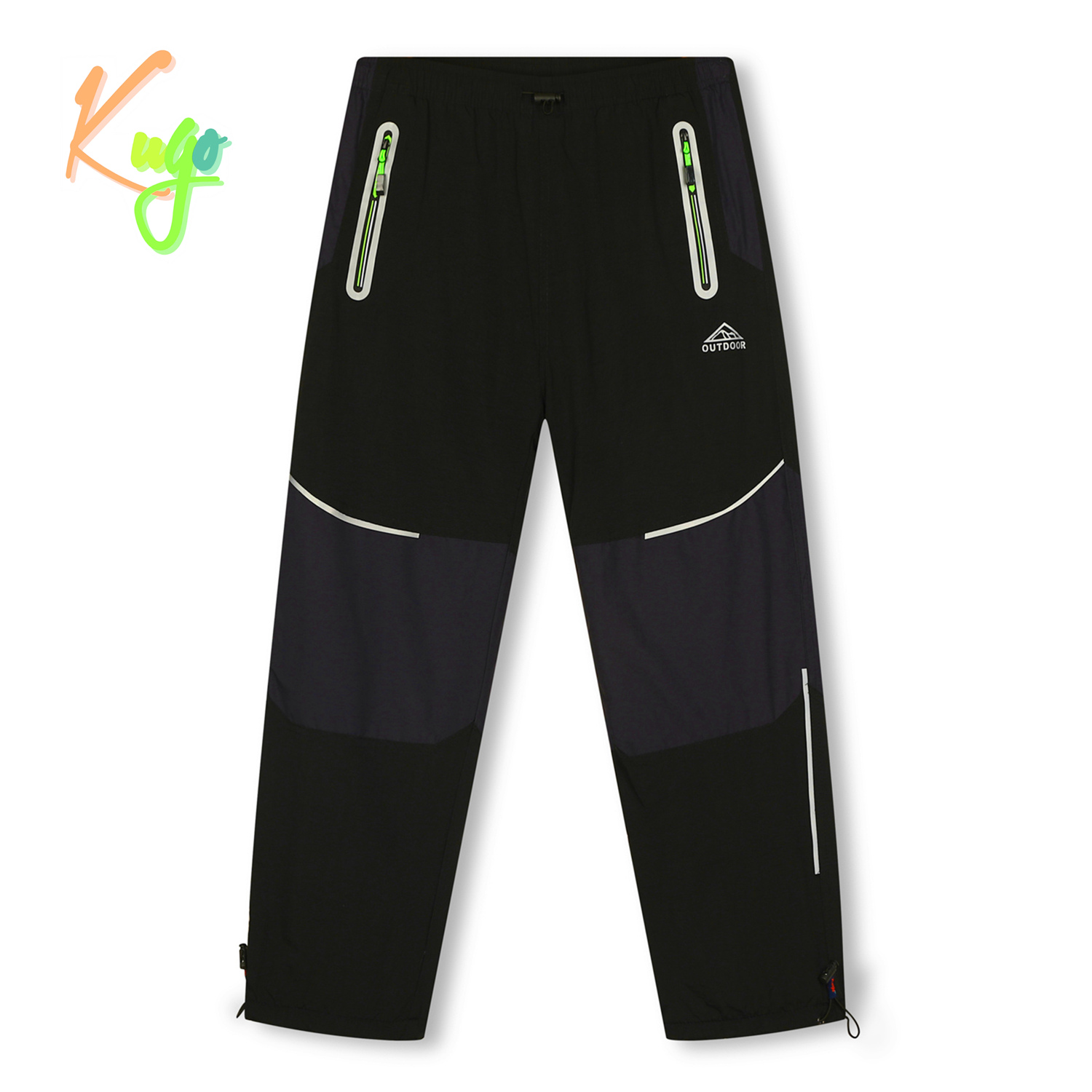 Chlapecké šusťákové kalhoty, zateplené - KUGO DK7137, černá / signální zipy Barva: Černá, Velikost: 158