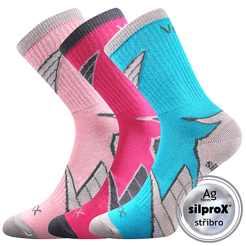 Dívčí ponožky VoXX - Joskik dívka, růžová, tyrkys Barva: Mix barev, Velikost: 35-38